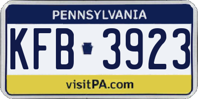 PA license plate KFB3923