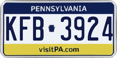 PA license plate KFB3924