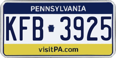 PA license plate KFB3925