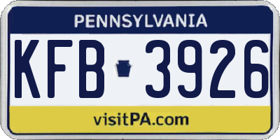 PA license plate KFB3926