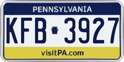 PA license plate KFB3927