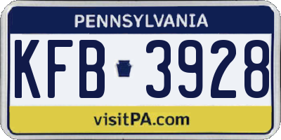 PA license plate KFB3928