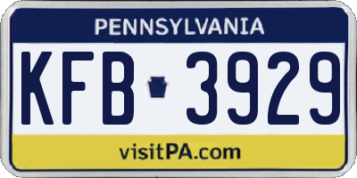 PA license plate KFB3929