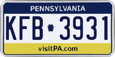 PA license plate KFB3931