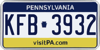 PA license plate KFB3932