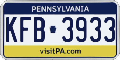PA license plate KFB3933