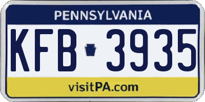 PA license plate KFB3935
