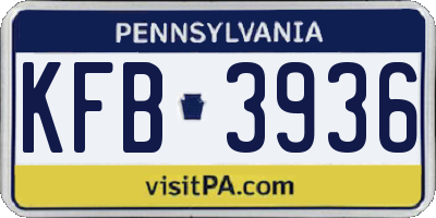 PA license plate KFB3936