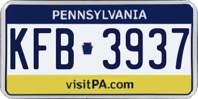 PA license plate KFB3937