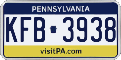 PA license plate KFB3938