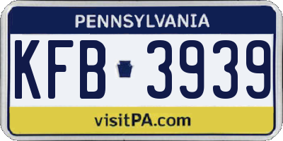 PA license plate KFB3939