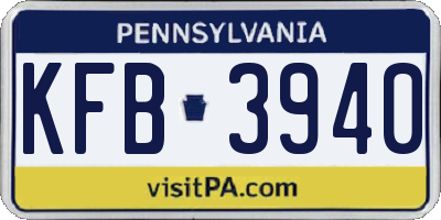 PA license plate KFB3940