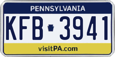 PA license plate KFB3941