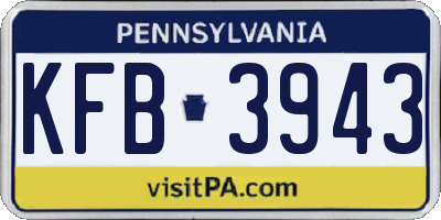 PA license plate KFB3943