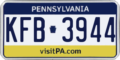 PA license plate KFB3944
