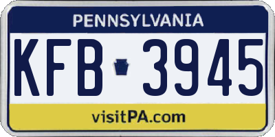 PA license plate KFB3945
