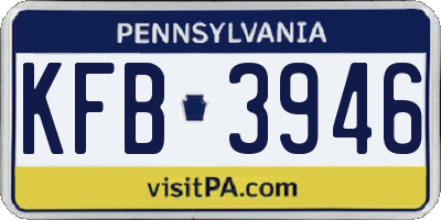PA license plate KFB3946