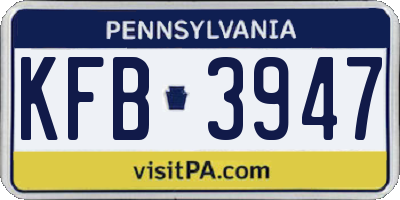 PA license plate KFB3947