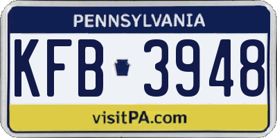 PA license plate KFB3948