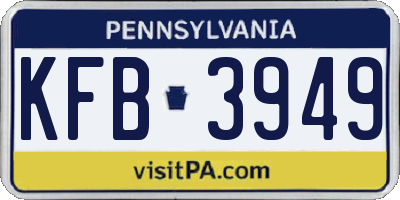 PA license plate KFB3949