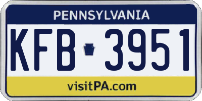 PA license plate KFB3951