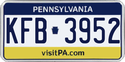 PA license plate KFB3952