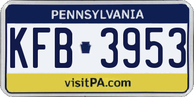PA license plate KFB3953