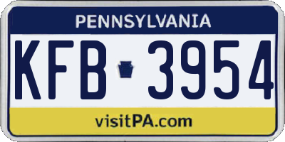 PA license plate KFB3954