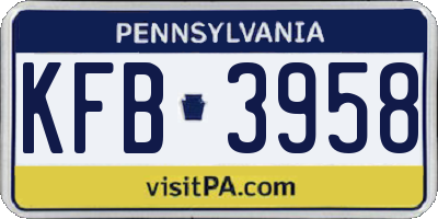 PA license plate KFB3958