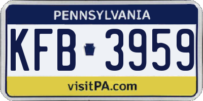 PA license plate KFB3959