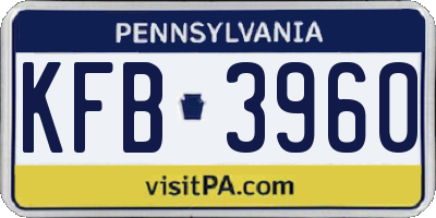 PA license plate KFB3960