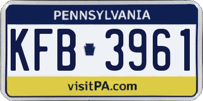 PA license plate KFB3961