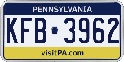 PA license plate KFB3962
