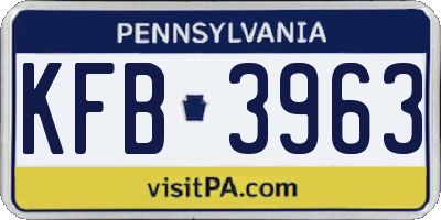 PA license plate KFB3963