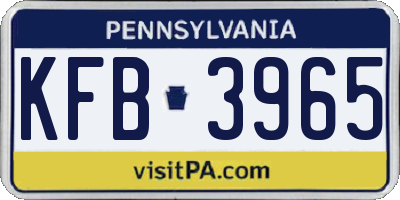PA license plate KFB3965