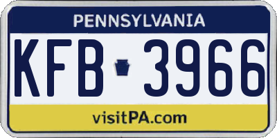 PA license plate KFB3966