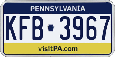 PA license plate KFB3967