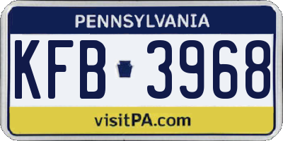 PA license plate KFB3968