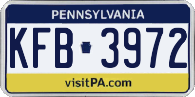 PA license plate KFB3972