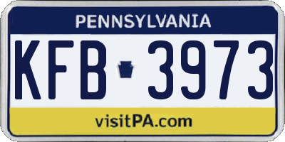 PA license plate KFB3973