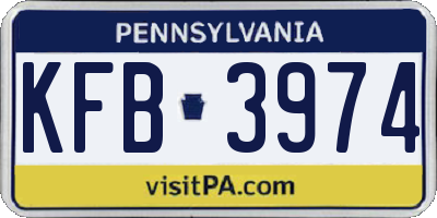 PA license plate KFB3974