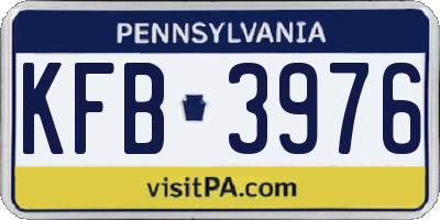 PA license plate KFB3976