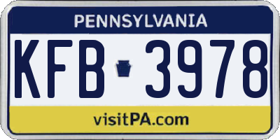 PA license plate KFB3978