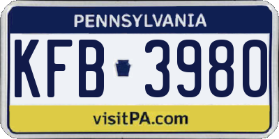 PA license plate KFB3980