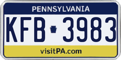 PA license plate KFB3983