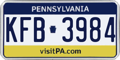 PA license plate KFB3984