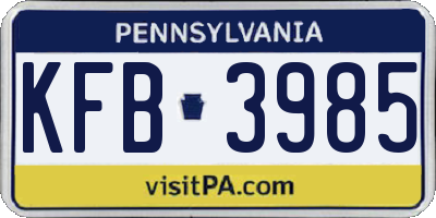 PA license plate KFB3985