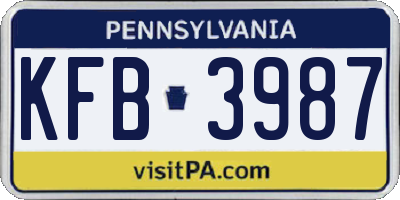 PA license plate KFB3987