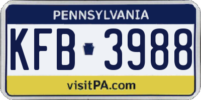 PA license plate KFB3988