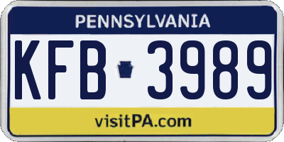 PA license plate KFB3989